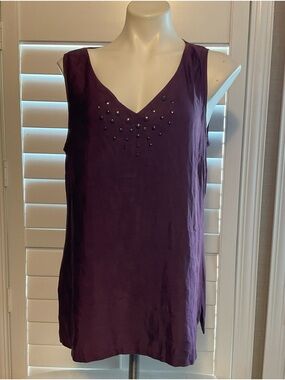 Axcess Purple V-Neck Studded Sleeveless Camisole